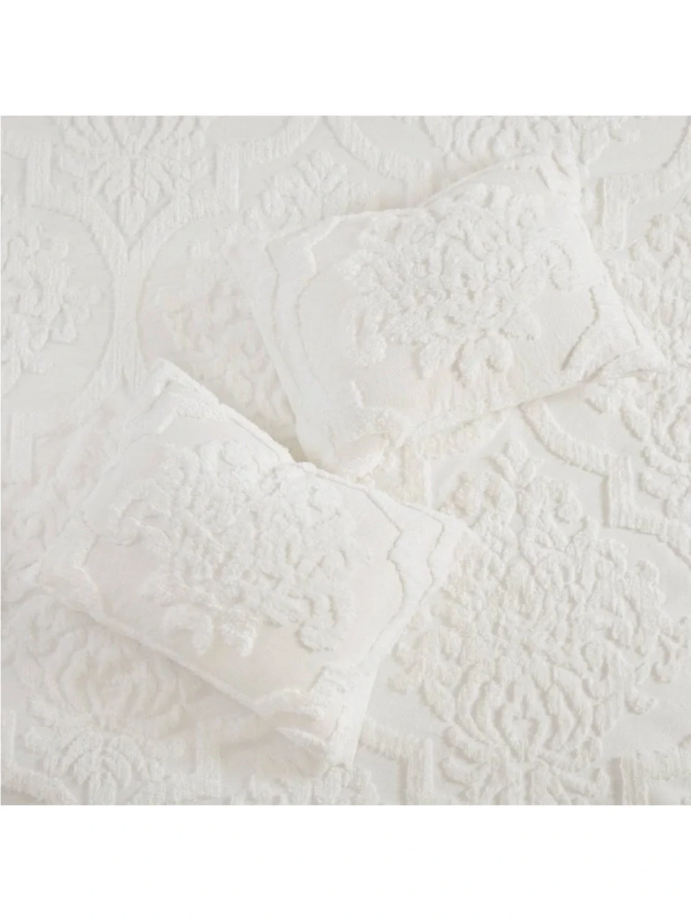 3pc Full/Queen Eugenia Cotton Damask Com forter Set White